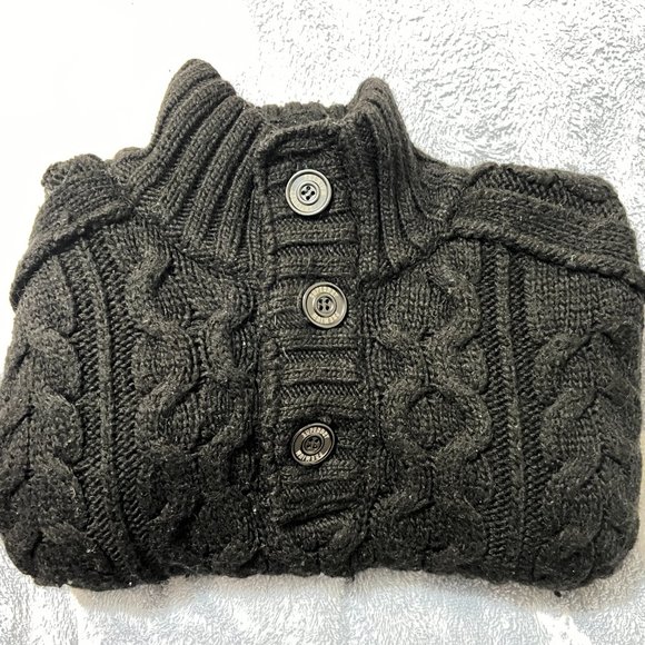 $169 Authentic SUPERDRY British Design Japan Men’s Henley Black Sweater Sz.2XL
